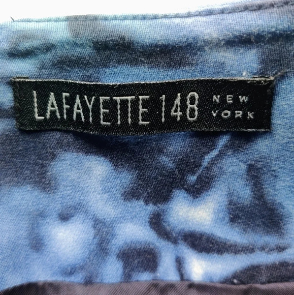 LAFAYETTE 148 NY Pencil Skirt 8 Blue Abstract Watercolor Floral - Picture 3 of 11